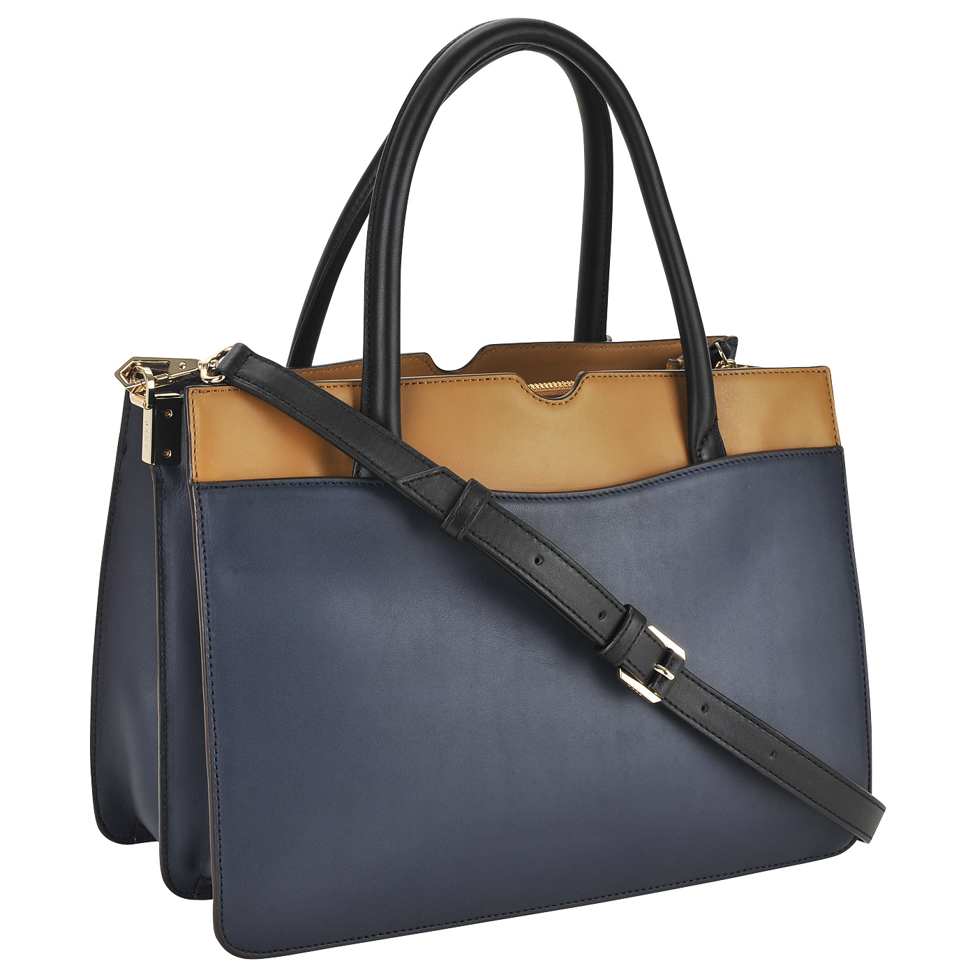 Вместительная классическая сумка из сафьяновой кожи DKNY Cross Saffiano